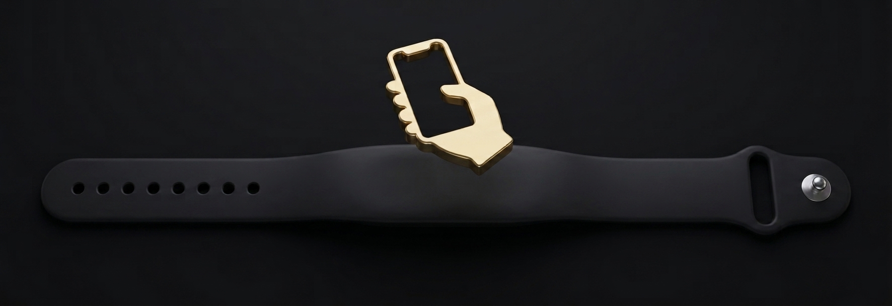 Tap Twin silicone bracelet with a gold tap icon above it, showing where the NFC chip sits
